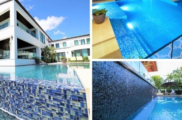 Sáng tạo không gian bể bơi với gạch mosaic ốp lát độc đáo và đa dạng
