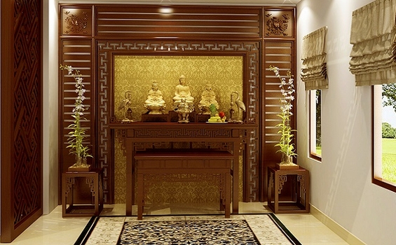 Mẫu gạch ốp tường phòng thờ: Kết hợp sắc màu và ý nghĩa tâm linh