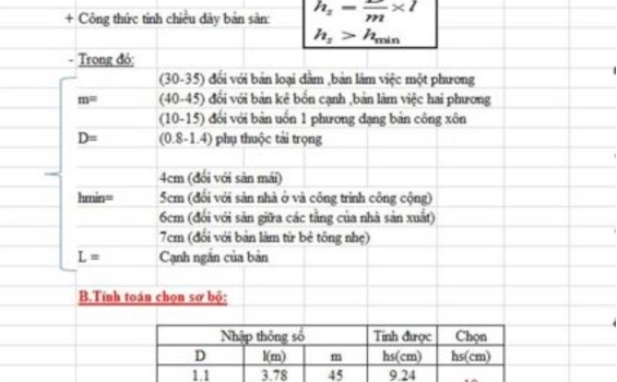 Nguyên tắc chọn kích thước tiết diện bê tông cốt thép