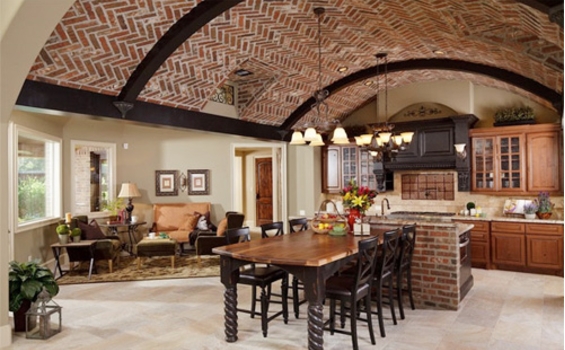 Phong cách vintage với dán trần nhà làm từ gỗ cổ điển