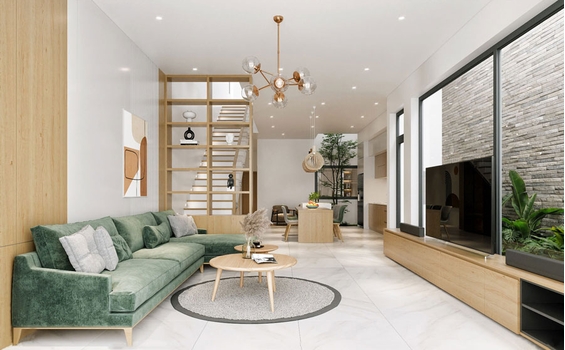 Những Mẫu Thiết Kế Nhà Ống 2 Tầng Có Giếng Trời