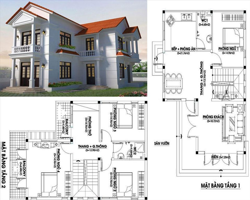 bản thiết kế nhà 2 tầng