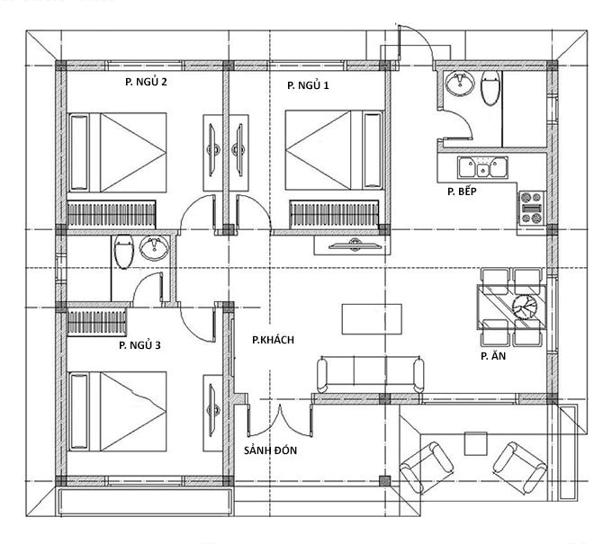 chi phí xây nhà cấp 4 mái tôn 80m2