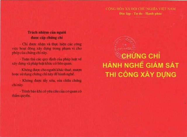chứng chỉ giám sát xây dựng