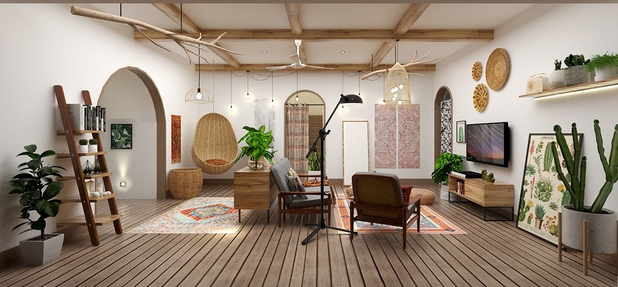 thiết kế nội thất bohemian