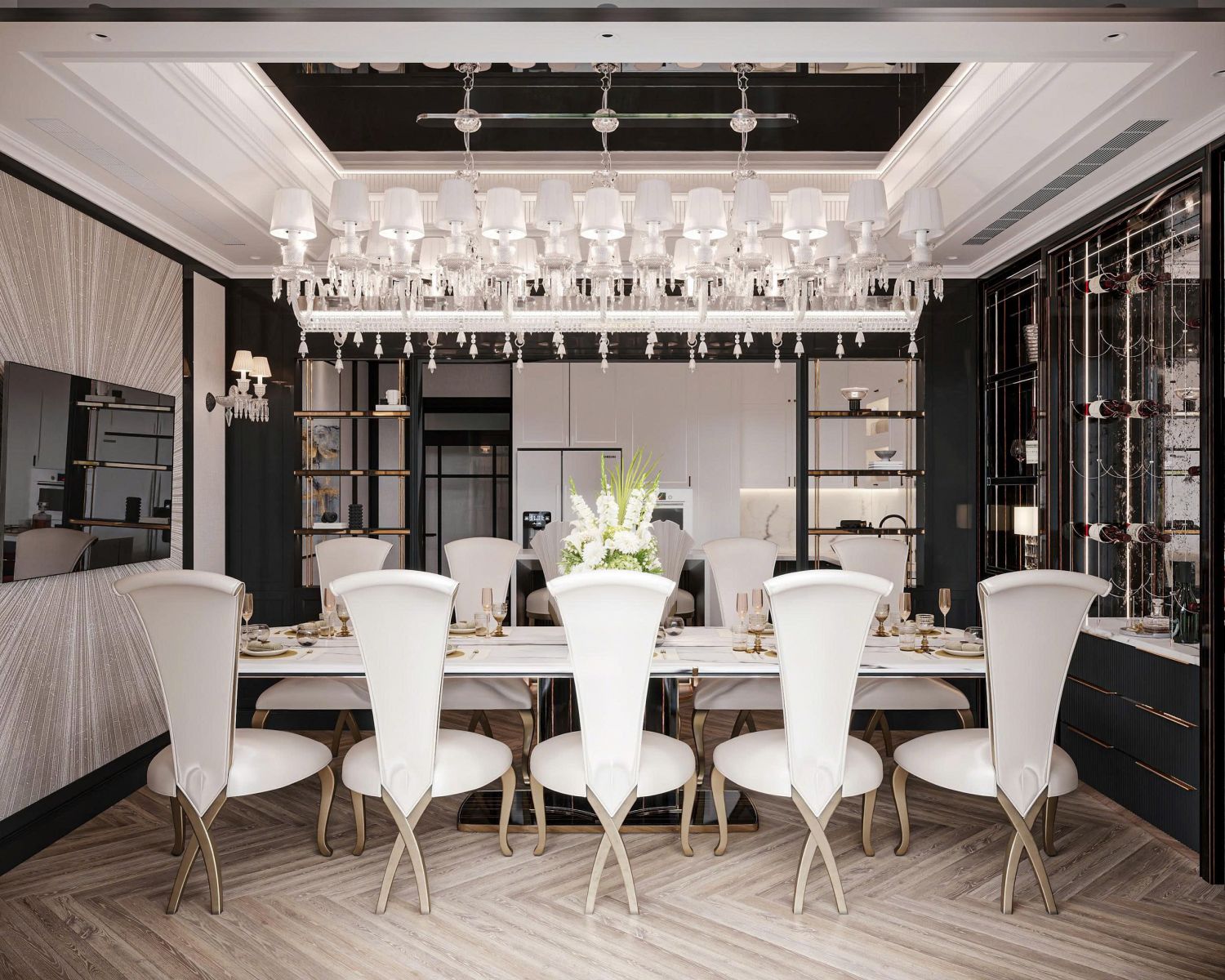 thiết kế phòng bếp biệt thự vin global gate cổ loa